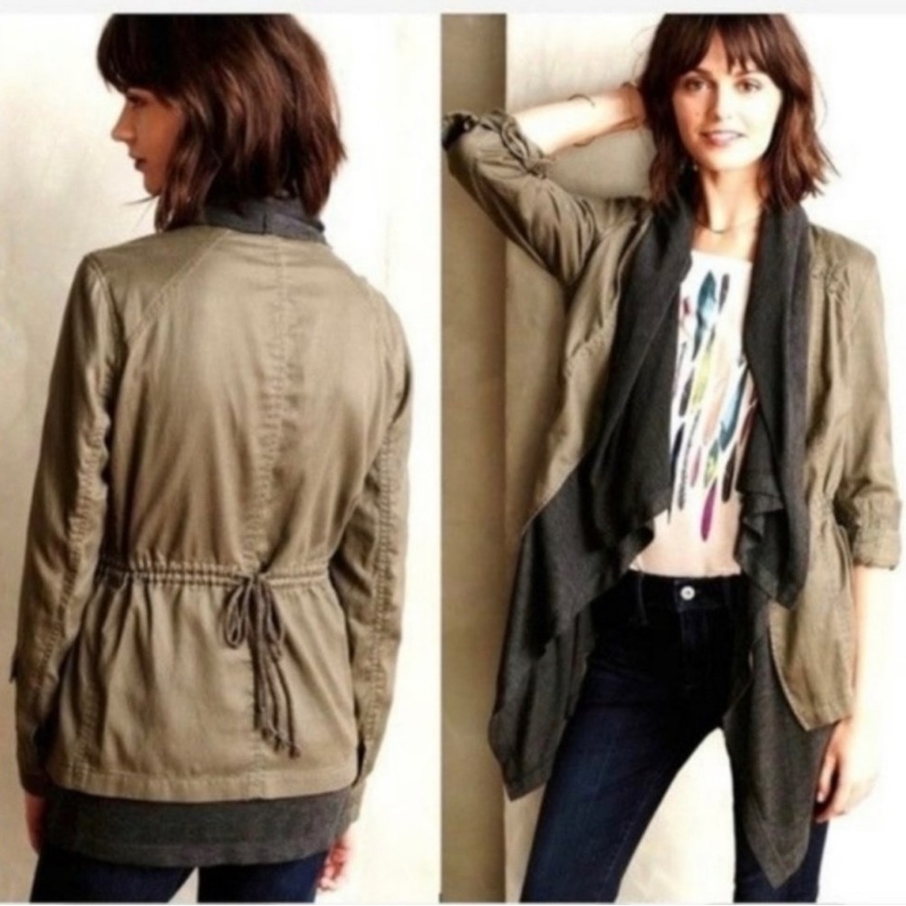 Anthropologie Hei Hei Military Army Green Cascade Anorak Jacket Coat